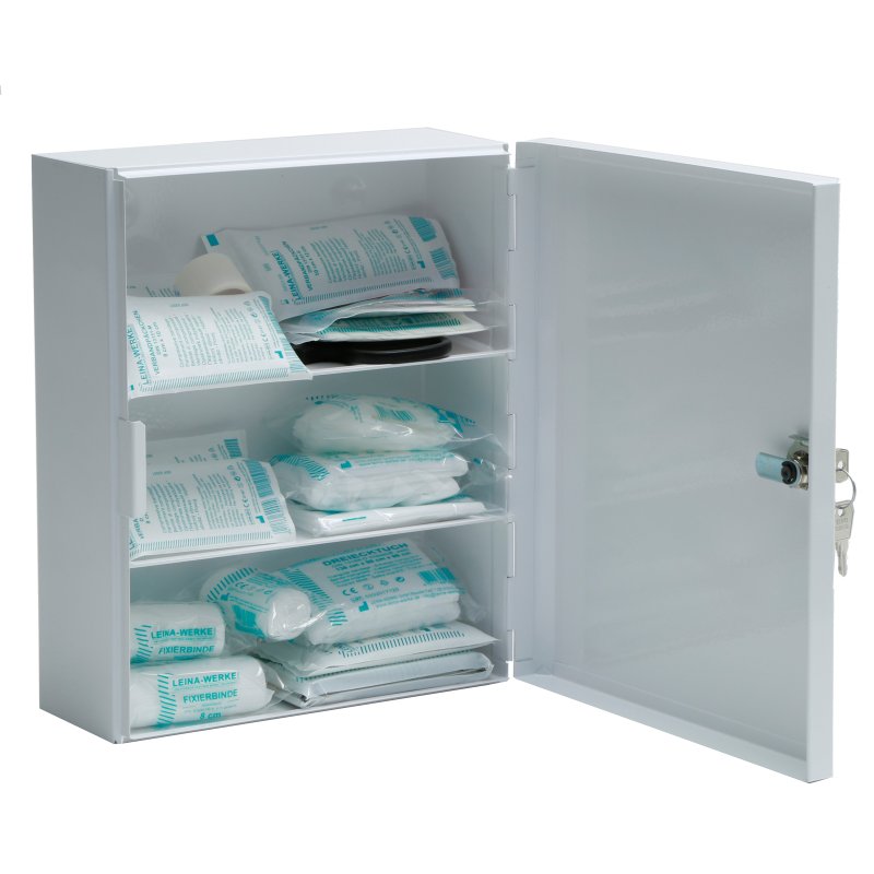 LEINA-WERKE verbanddoos B, DIN 13169, wit, 247×110×300 mm